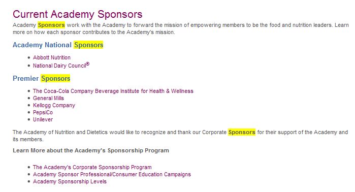 Academy of Nutrition and Dietetics is a scam