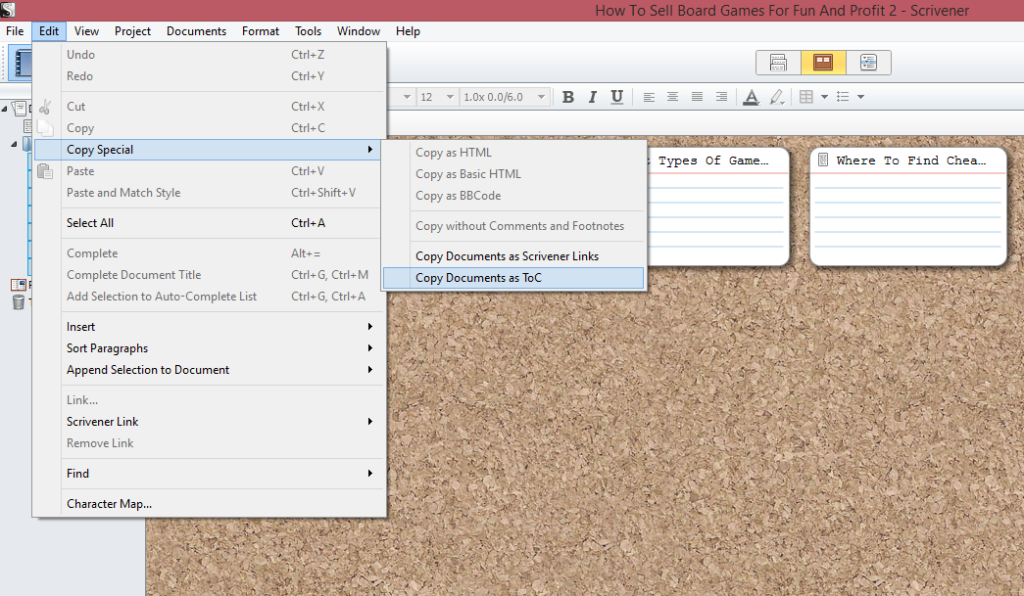 How To Make A Table Of Contents In Scrivener