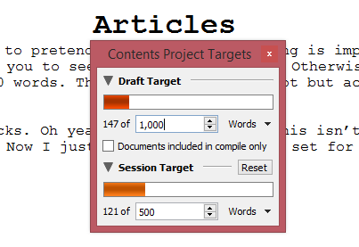 Scrivener Review - Project Targets