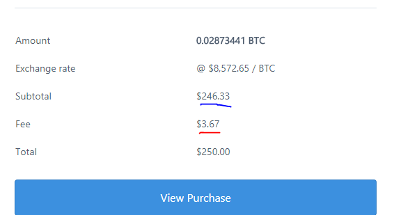 coinbase fee for selling bitcoin